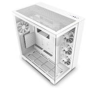 NZXT H9 Flow blanc - CM-H91FW-01 - Boîtier Gaming moyen-tour ATX double chambre - Panneaux avant supérieur perforé et latéral en verre trempé pour airflow élevé - Compatible radiateur 360 mm