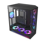 NZXT H9 Flow RGB+ (2025) - Grand boîtier PC ATX Mid-Tower à Double Chambre pour Flux d'air - Comprend 7 Ventilateurs RGB (6 x 140mm, 1 x 120mm) et Un hub de contrôle - Noir