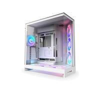 NZXT H9 Flow RGB+ Blanc - Boîtier PC Midi Tower ATX/EATX/micro ATX/Mini-ITX, Mesh/SGCC/Verre Trempé, 3x140mm Avant, 1x120mm Arrière