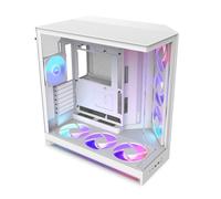 NZXT Boîtier PC ATX H9 Flow RGB+ (2025) – Double chambre, 7 ventilateurs RGB (6x140mm,1x120mm), Blanc