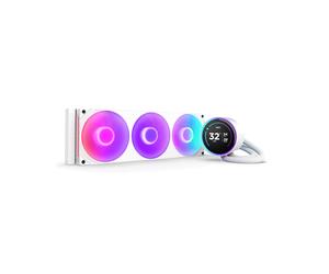 NZXT Kraken Elite 360 RGB Blanc - Refroidisseur liquide AIO pour CPU Intel/AMD - Radiateur 360mm - Ventilateurs 120mm FDB PWM 500-2400 tr/min - Écran LCD