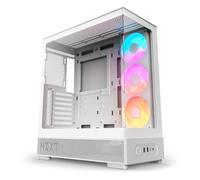 NZXT S5 RGB Boîtier PC Moyen-Tour ATX Compact - Blanc | Double verre trempé panoramique, ventilateur RGB inversé de 360 mm préinstallé, jusqu'à 10 ventilateurs, GPU 415 mm, USB-C