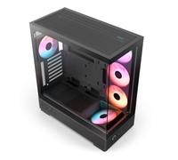 NZXT S5 RGB Deluxe boîtier PC ATX Moyen-Tour Compact - Noir | 5 ventilateurs RGB préinstallés, double verre panoramique, jusqu’à 10 emplacements de ventilateur, GPU 415 mm, USB-C