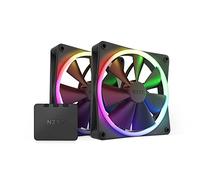 NZXT Ventilateurs RVB F140 - RF-R14DF-B1 - Personnalisation avancée de l'éclairage RVB - Refroidissement silencieux - Double ventilateur RVB et contrôleur inclus - Ventilateur de 140 mm - Noir