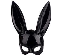 NZXVSE Demi-masque de lapin noir avec oreilles de lapin pour femme pour fête d'anniversaire, Pâques, Halloween, Noir , 85, (S1W38011-9365-1600244771)