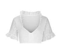 NZYIHAO Chemisier Dirndl sexy pour femme - Col en V - Avec dentelle - Couleur unie - Manches courtes - Chemisier festif - Grandes tailles - Dentelle - Costume traditionnel - Taille 5XL, #03 blanc.,