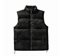 NZYIHAO Gilet court pour femme - Sans manches - En daim - Gilet matelassé - Élégant - Veste légère - Veste matelassée - Pour l'extérieur, l'hiver, l'automne - Veste surdimensionnée pour femme, Noir