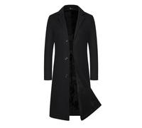NZYIHAO Manteau long pour homme - Manteau d'hiver décontracté - Trench - Couleur unie - Avec boutons - Manches longues - Veste d'hiver - Grandes tailles - Veste en laine - Coupe-vent - Revers - Veste