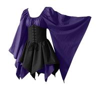 NZYIHAO Offres du jour d'aujourd'hui Robe médiévale pour femme à manches trompette Costume Renaissance Corset pour Halloween