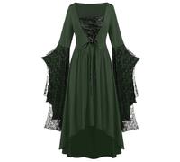 NZYIHAO The Discounter Costume médiéval pour femme - Robe médiévale avec manches trompette - Robe maxi gothique pour le carnaval, Halloween, les fêtes (