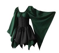 NZYIHAO The Discounter Robe irlandaise traditionnelle pour femme, Renaissance, costume médiéval, costume de carnaval, manches évasées, corset pour Halloween, costume de sorcière