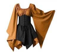 NZYIHAO The Discounter Robe irlandaise traditionnelle pour femme, Renaissance, costume médiéval, costume de carnaval, manches évasées, corset pour Halloween, costume de sorcière