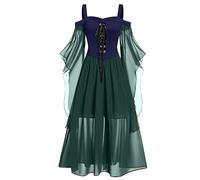 NZYIHAO The Discounter Robe médiévale pour femme Costume Renaissance Robe à manches trompette Gothique Rétro Halloween Carnaval Costume Vintage Robe médiévale pour femme