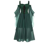 NZYIHAO Voir mes commandes Robe de carnaval d'Halloween 2025 pour femme Années 80 Vêtements médiévaux Costume de diable Vampire Costume épaules dénudées en maille à manches papillon gothique vintage