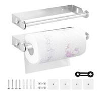 NZZVNZ 2PCS Porte Sopalin Mural, 28CM/11Inch Support Essuie Tout Auto-Adhésif ou Perçage, Acier Inoxydable Distributeur Sopalin - Argenté