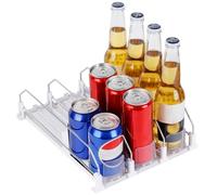 NZZVNZ Automatique Rangement Canette 3 Rangées Rangement Boisson Auto-poussant Distributeur de Boissons pour Réfrigérateur Bière Soda Organisateur Canette Frigo 31 x 25 cm (Blanc)