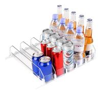 NZZVNZ Automatique Rangement Canette 5 rangées rangement boisson auto-poussant Distributeur de Boissons pour Réfrigérateur Bière Soda organisateur canette frigo 31 x 41 cm (Blanc)