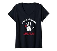 O Amor Ja Venceu Mão Dedos Coração Lula Presidente Brasil T-Shirt avec Col en V