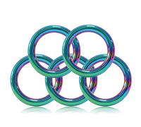 O Anneaux O 25 mm en Fonte sous Pression, Soudure fermée, Anti-Rouille, Lot de 5, Couleur Arc-en-Ciel, pour paracorde 550, Bricolage Collier et Laisse pour Chien, ép. 5 mm, int 26 mm ext 36 mm