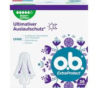 o.b. ExtraProtect Super + Comfort Lot de 36 tampons pour les jours très forts, technologie Dynamic Fit et ailes de protection supplémentaires pour jusqu'à 100% de protection contre les fuites pendant