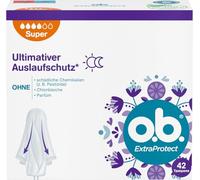 o.b. ExtraProtect Super Tampons pour les journées fortes avec technologie Dynamic Fit et ailes de protection supplémentaires pour une protection ultime contre les fuites * (1 x 42 pièces)