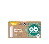 o.b. Lot de 16 tampons organiques Normal 100% coton bio pour les jours moyens à plus forts pour une protection naturelle