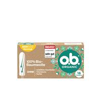 o.b. Organic Normal (16 pièces), tampons 100% coton bio avec rainures incurvées pour les jours moyens/forts, évalués « très bien » par le test écologique*, pour une protection fiable pendant les