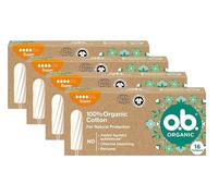 o.b. Organic Super Lot de 4 paquets de 16 tampons bio pour les jours moyens à forts en 100 % coton bio pour une protection naturelle