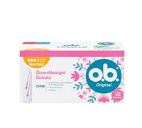o.b. Original Normal Lot de 32 tampons pour jours moyens à forts avec rainures incurvées pour une protection fiable et une sensation de propreté