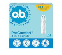 o.b. ProComfort Lot de 64 tampons de protection normaux 4 en 1 avec pointe extra douce pour une insertion facile et jusqu'à 100% de protection contre les fuites Idéal pour le sport et la vie