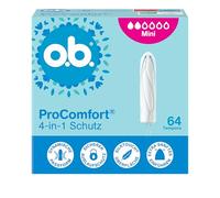 o.b. ProComfort Mini 4 en 1 Lot de 64 tampons de protection avec pointe extra douce pour une insertion facile et jusqu'à 100% de protection contre les fuites Idéal pour le sport et la vie quotidienne
