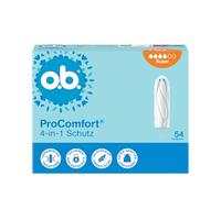 o.b. ProComfort Super 4 en 1 Lot de 54 tampons de protection avec pointe extra douce pour une insertion facile et jusqu'à 100% de protection contre les fuites, idéal pour le sport et la vie