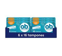 o.b., ProComfort Super, flux intense, insertion et retrait faciles, 6 paquets de 16 pièces.