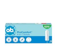 o.b. ProComfort Super Plus Lot de 5 paquets de 16 tampons de protection 4 en 1 avec pointe extra douce pour une insertion facile et jusqu'à 100% de protection contre les fuites Idéal pour le sport et