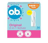 o.b. Super Tampons de protection 2 en 1 originaux (1 x 56 pièces) avec ajustement dynamique et rainures imbriquées pour jusqu'à 100% de protection contre les fuites et de confort