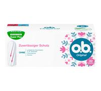 o.b. Original Super Plus (32 pièces) Tampons pour des journées très fortes Technologie StayDry & rainures incurvées, protection fiable et sensation de propreté pendant les règles