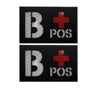 O- Blood Groupe Patch - Lot de 2 emblèmes médicaux réfléchissants en nylon avec crochet et boucle pour airsoft, militaires et activités de plein air (camouflage infrarouge négatif)