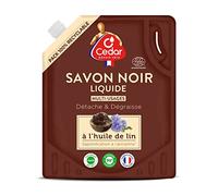 O’Cedar Savon Noir Liquide Multi-Usages - Saponification à l'Ancienne à l'Huile de Lin - Sans Colorant et d'Origine Naturelle - Fabrication Française - Pack 100% Recyclable 1,5L