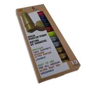 O COLOR O'COLOR Boîte de 12 sticks de gouache 10g couleurs fluo et métal assorties