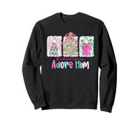 O Come Let Us Adore Faith Chrétien Jésus Noël Anges Sweatshirt
