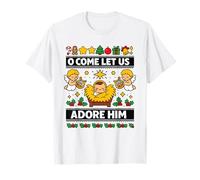 O Come Let Us Adore Him Baby Jésus Nativité de Noël T-Shirt