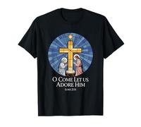 O Come Let Us Adore Him Luke 2:14 Nativité T-Shirt