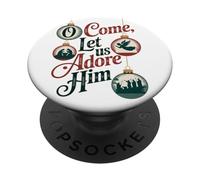 O Come, Let Us Adore Him Nativité de Noël PopSockets PopGrip Adhésif