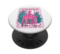 O Come Let Us Adore Him Pink Church Christmas Christian Girl PopSockets PopGrip Adhésif