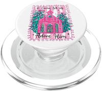 O Come Let Us Adore Him Pink Church Christmas Christian Girl PopSockets PopGrip pour MagSafe