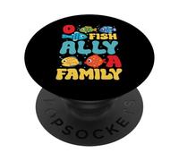 O Fish Ally A Family Joli Motif Poisson Jeu de Mots PopSockets PopGrip Adhésif