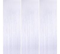 O-Kinee 3 Pièces Blanc Rideaux Franges en Feuille Métal,1x2m Rideau Métallique de Frange,Shimmer Rideaux Ruban Fond pour Les Célibataires, Décorations d'anniversaire, Fête Mariage,Noël, de Nouvel an