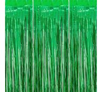 O-Kinee 3 Pièces Grün Rideaux Franges en Feuille Métal,1x2m Rideau Métallique de Frange,Shimmer Rideaux Ruban Fond pour Les Célibataires, Décorations d'anniversaire, Fête Mariage,Noël, de Nouvel an