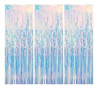 O-Kinee 3 Pièces Rideau Anniversaire Sirène,1 * 2m Rideaux à Franges en Aluminium,Tinsel Métallique Rideau Paillette,Toile de Fond pour Photos de Fête,Anniversaire,Mariage,Noël, de Nouvel Décoration