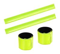 O-Kinee 4pcs Brassard reflechissant Bande reflechissante Enfant vélo sûr Jambe Pantalon Clip réfléchissant Haute visibilité Bras de Cheville Bracelet Fluo Band（Vert 4pcs）